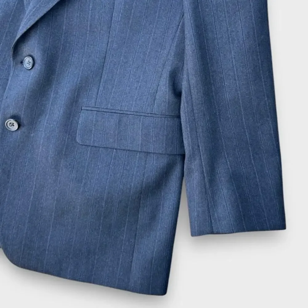 Vintage Aquascutum Pure Virgin Wool Sport Coat Blazer – Blue Pinstripe Men's 42R